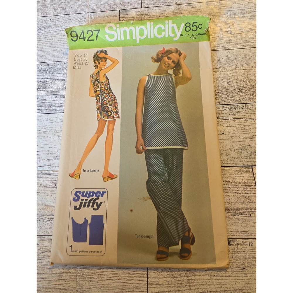 9427 Vintage Simplicity Sewing Pattern Misses Super Jiffy Beach Cover Up Pants